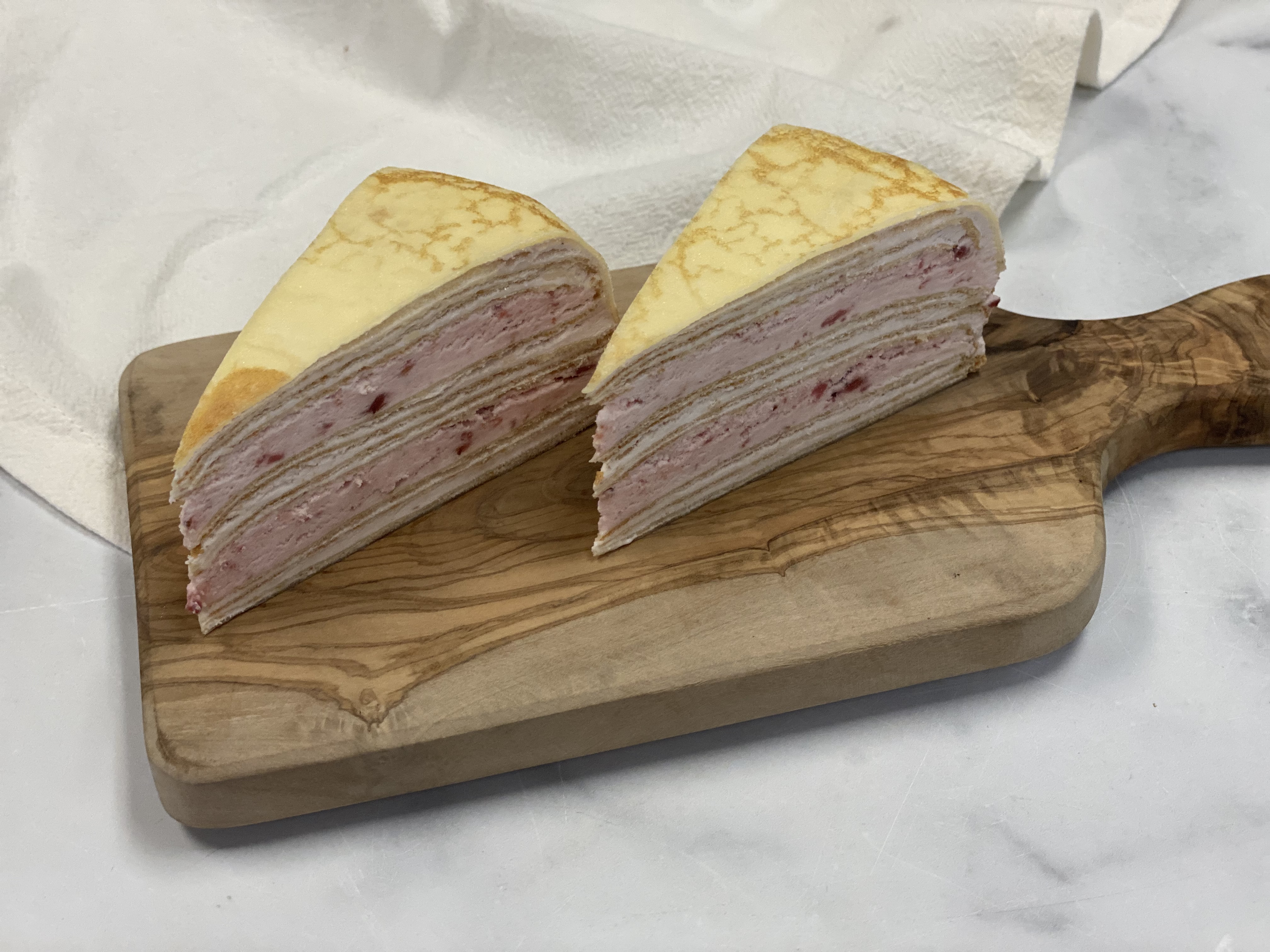 Order Set of 2 Strawberry Mille Crepe Cake food online from 43 & Company store, Milpitas on bringmethat.com