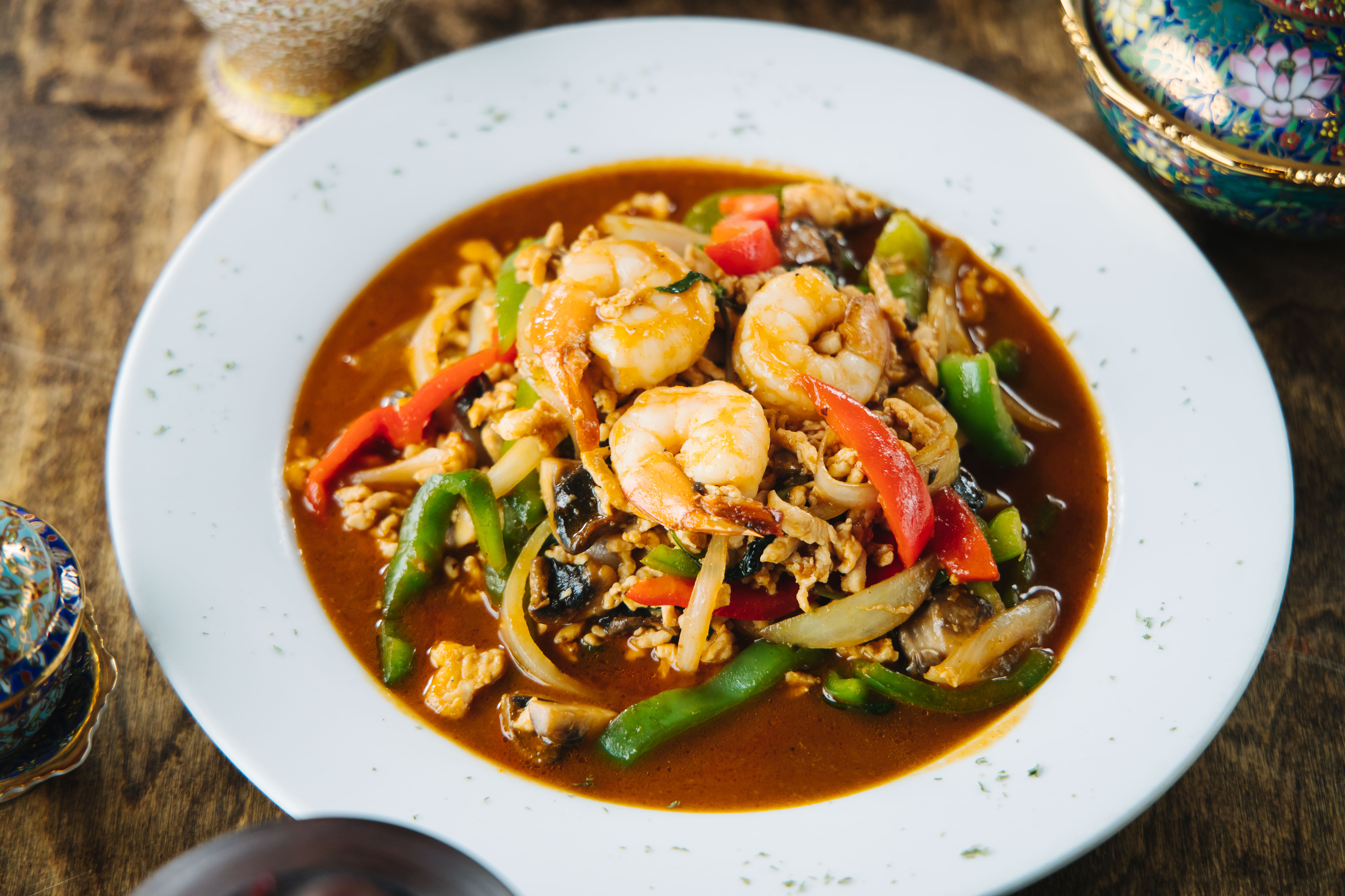 Order Shrimp and Chicken Basil food online from Si Lom Thai Asian store, Dallas on bringmethat.com