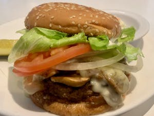 Order Mushroom & Jack Burger food online from Cafe 50's (west la) store, Los Angeles on bringmethat.com