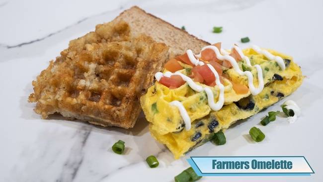 Order Farmer's Omelette food online from Penelope's Coffee and Tea store, Foster City on bringmethat.com