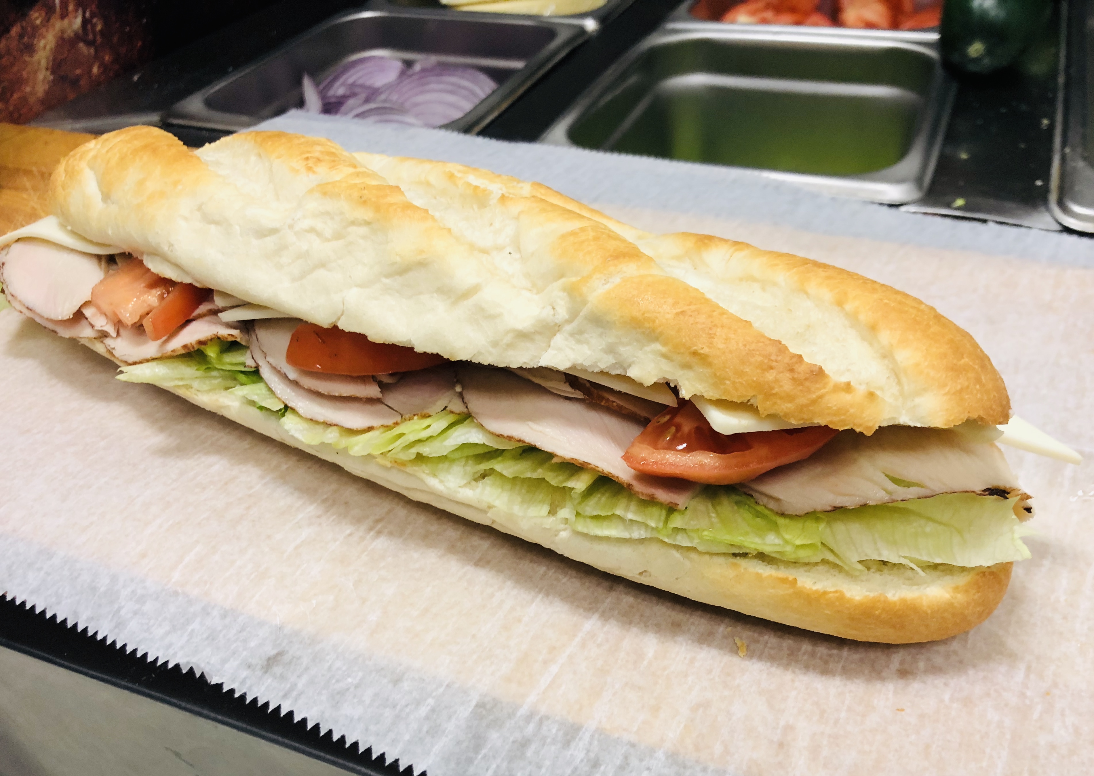 Order Turkey and Cheese Sub food online from Gusto Pizza store, Delmar on bringmethat.com