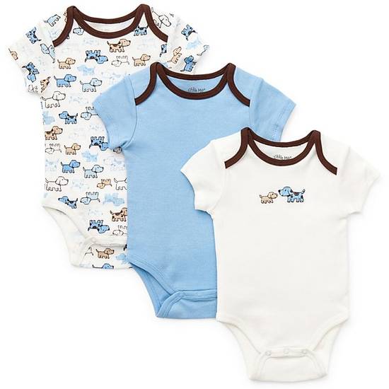 Order Little Me® Size Newborn 3-Pack Puppies Bodysuit in Blue food online from Bed Bath & Beyond store, Lancaster on bringmethat.com