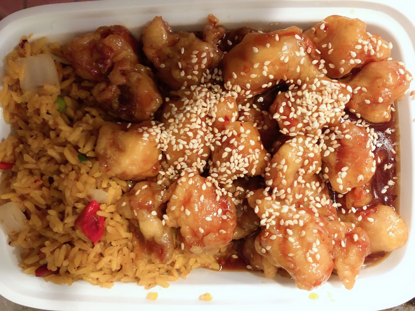 Order Sesame Chicken Special Combination Platter food online from Lucky Star store, Philadelphia on bringmethat.com