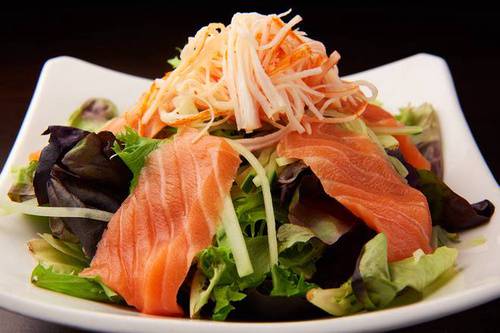 Order Salmon Kani Salad food online from Mocha Bleu store, Teaneck on bringmethat.com