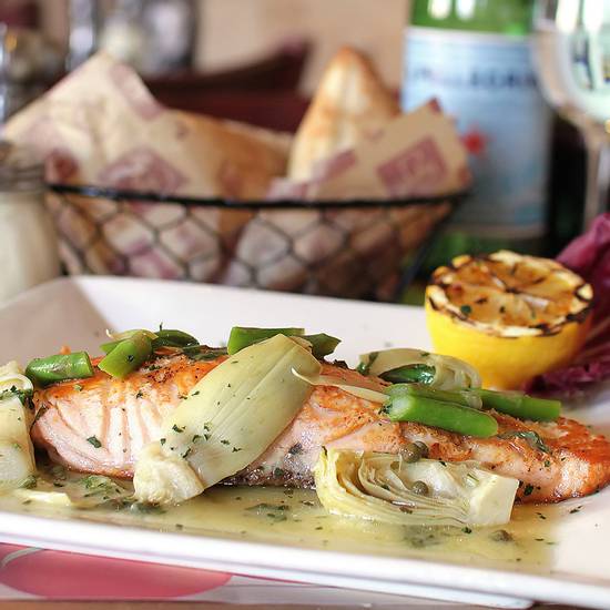 Order Salmon Piccata food online from Mama Theresa Pizzeria Restaurant store, Westbury on bringmethat.com