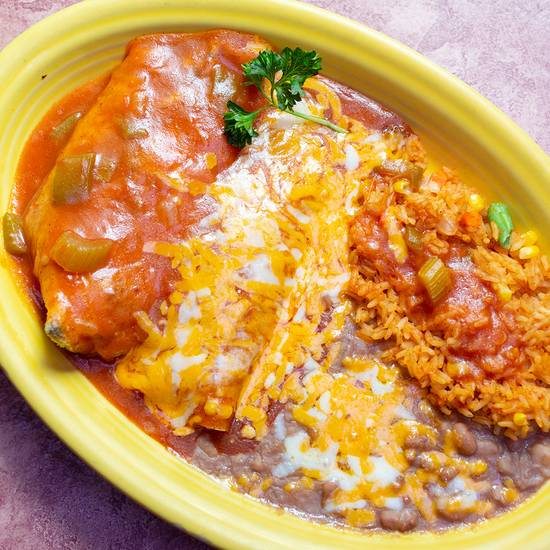 Order #4 One Enchilada & Chile Relleno food online from The Original Red Onion store, Palos Verdes Peninsula on bringmethat.com
