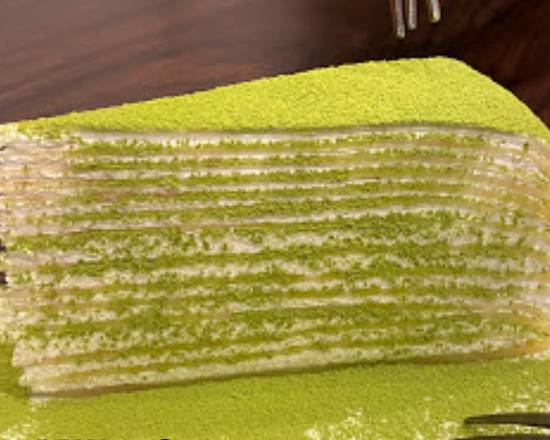 Order Matcha Mille-Crepes Cake food online from Ryoshin Sushi store, Belmont on bringmethat.com