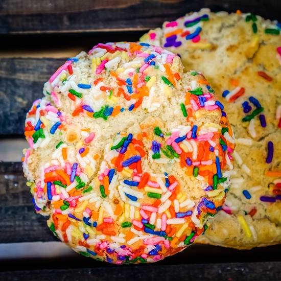 Order Funfetti White Chocolate Jumbo Sugar Cookie food online from Squarz Bakery & Cafe store, Tempe on bringmethat.com