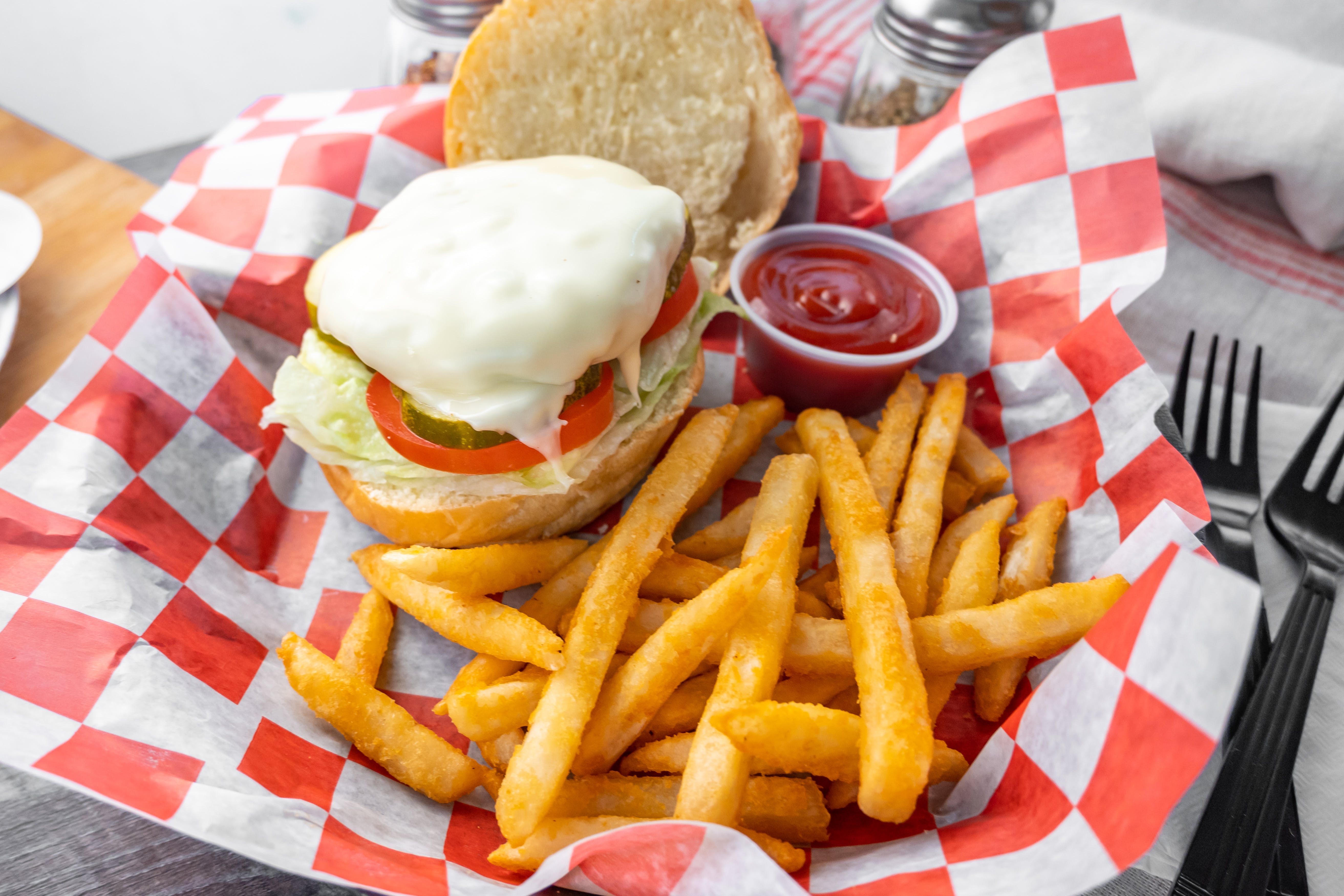 Order Burger - Burger food online from Firepit Pizzeria & Grill store, Springfield on bringmethat.com