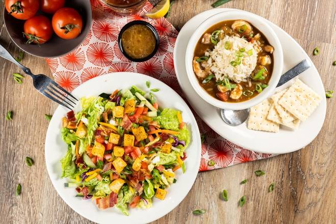 Order SALAD AND GUMBO COMBO food online from Razzoo Cajun Cafe store, Stafford on bringmethat.com