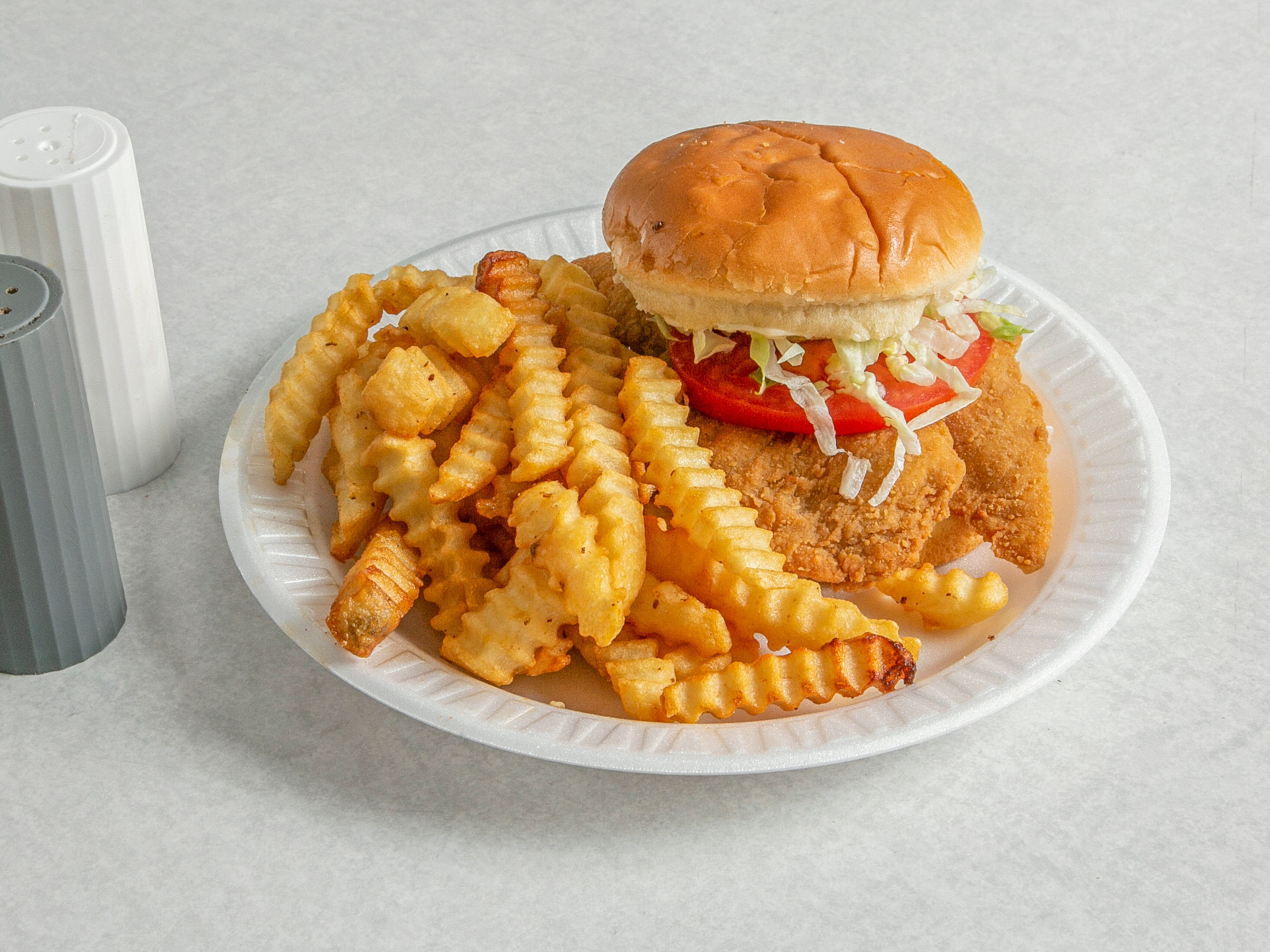 Order CHICKEN SANDWICH WITH FRIES AND REGULAR DRINK food online from Edwards Pharmacy store, Ayden on bringmethat.com