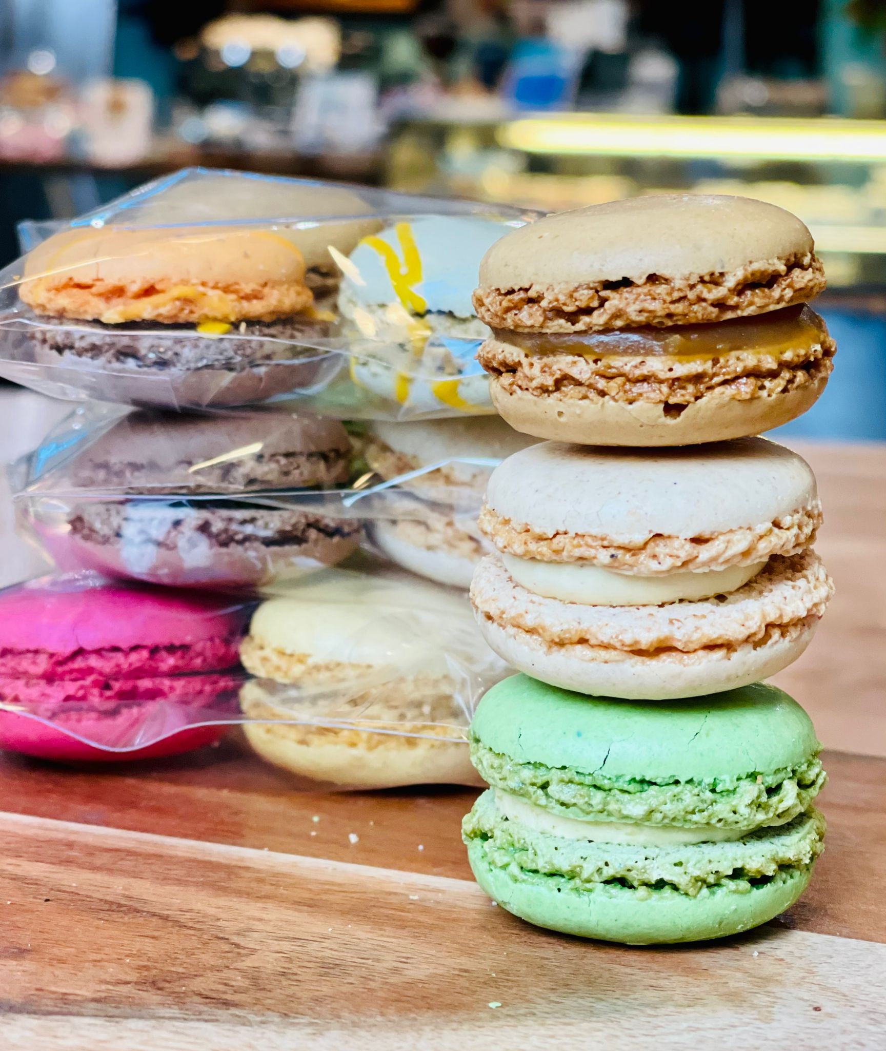 Order Assorted Macarons 3Pack food online from Klein's Bakery And Cafe store, Chicago on bringmethat.com