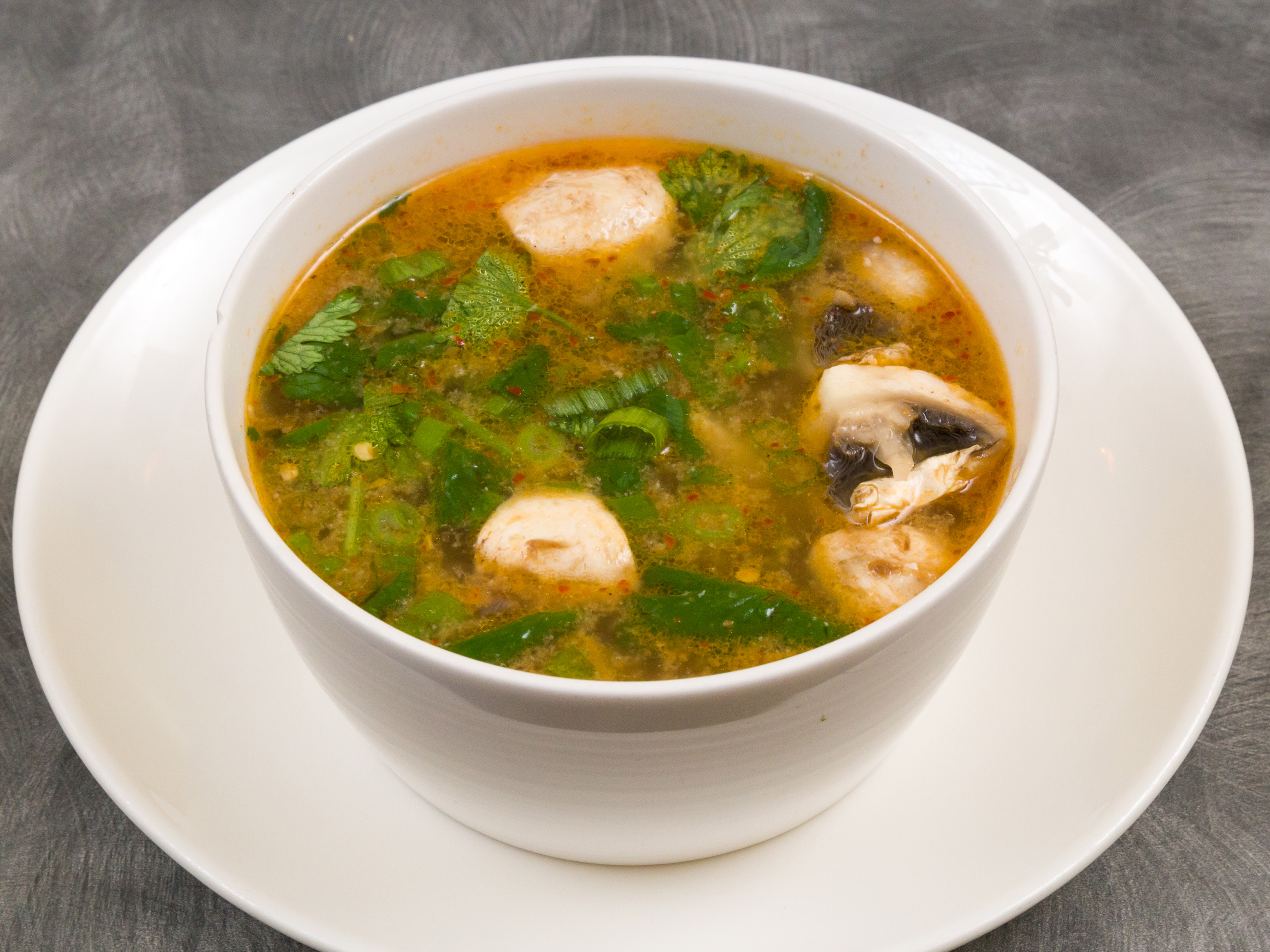 Order 2. Hot and Sour Soup food online from Little Thai Cafe store, Houston on bringmethat.com