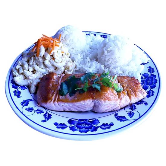 Order Salmon Plate food online from Rutts Hawaiian Cafe store, Gardena on bringmethat.com