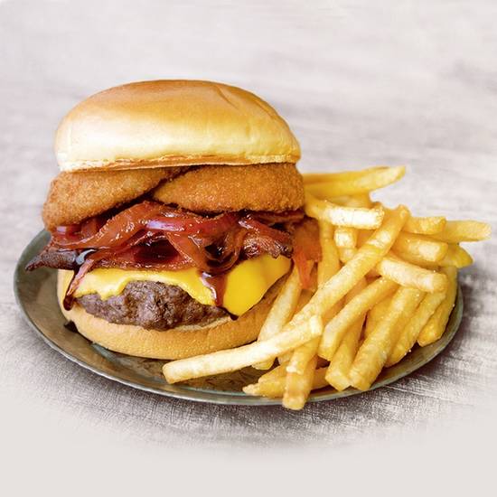 Order Classic Bacon & Onion Burger food online from Hurricane Grill & Wings store, Hauppauge on bringmethat.com