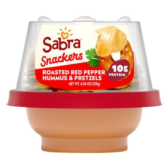 Order Sabra Roasted Red Pepper Hummus & Pretzels 4.56oz food online from Everyday Needs by Gopuff store, Redding on bringmethat.com