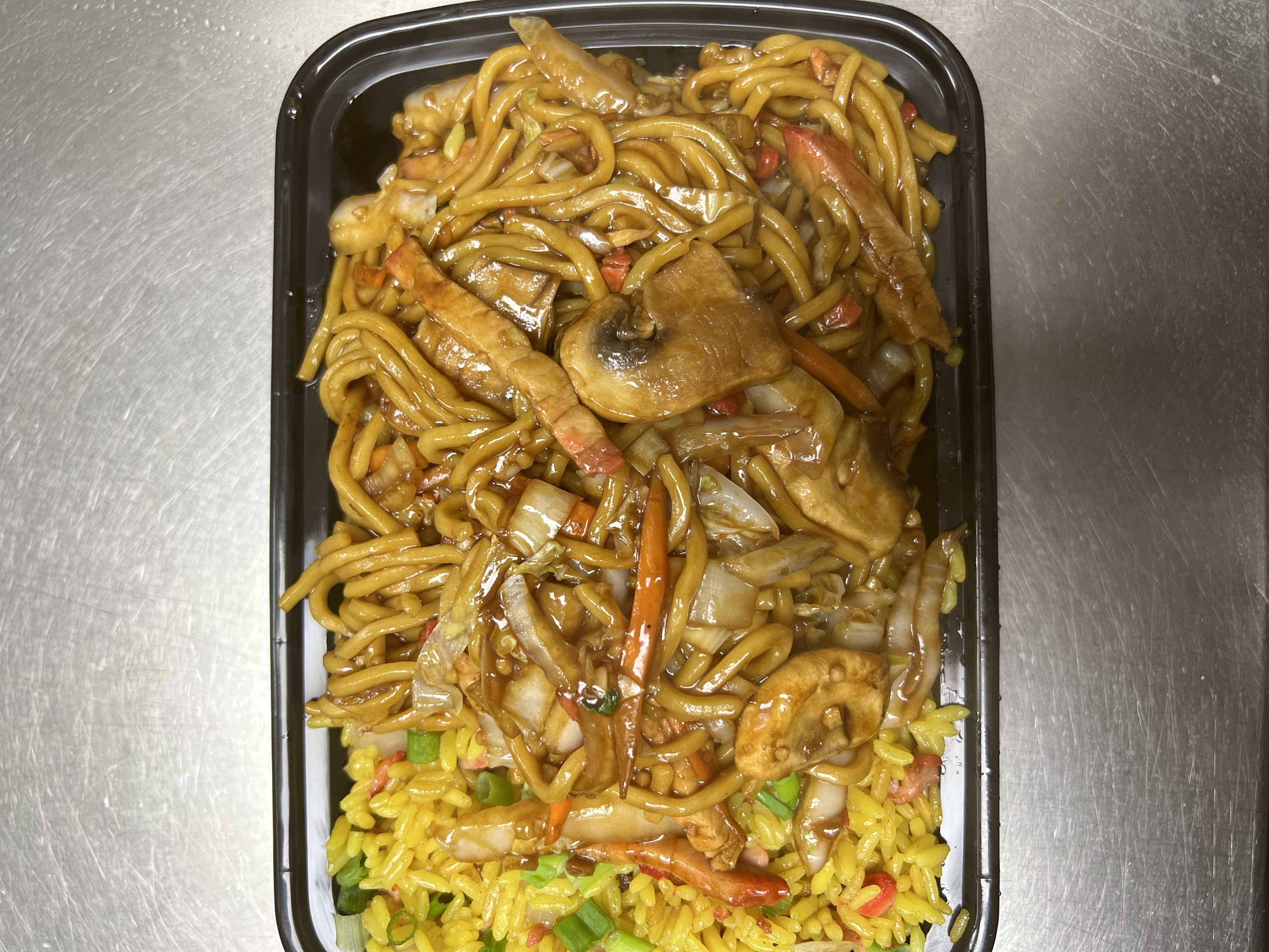 Order C45. Pork Lo Mein Combo Special food online from King Chef store, West Haven on bringmethat.com