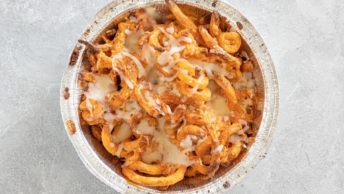 Order Seasoned Curly Cheesy Fries food online from Cafe Bambino's store, Pasadena on bringmethat.com