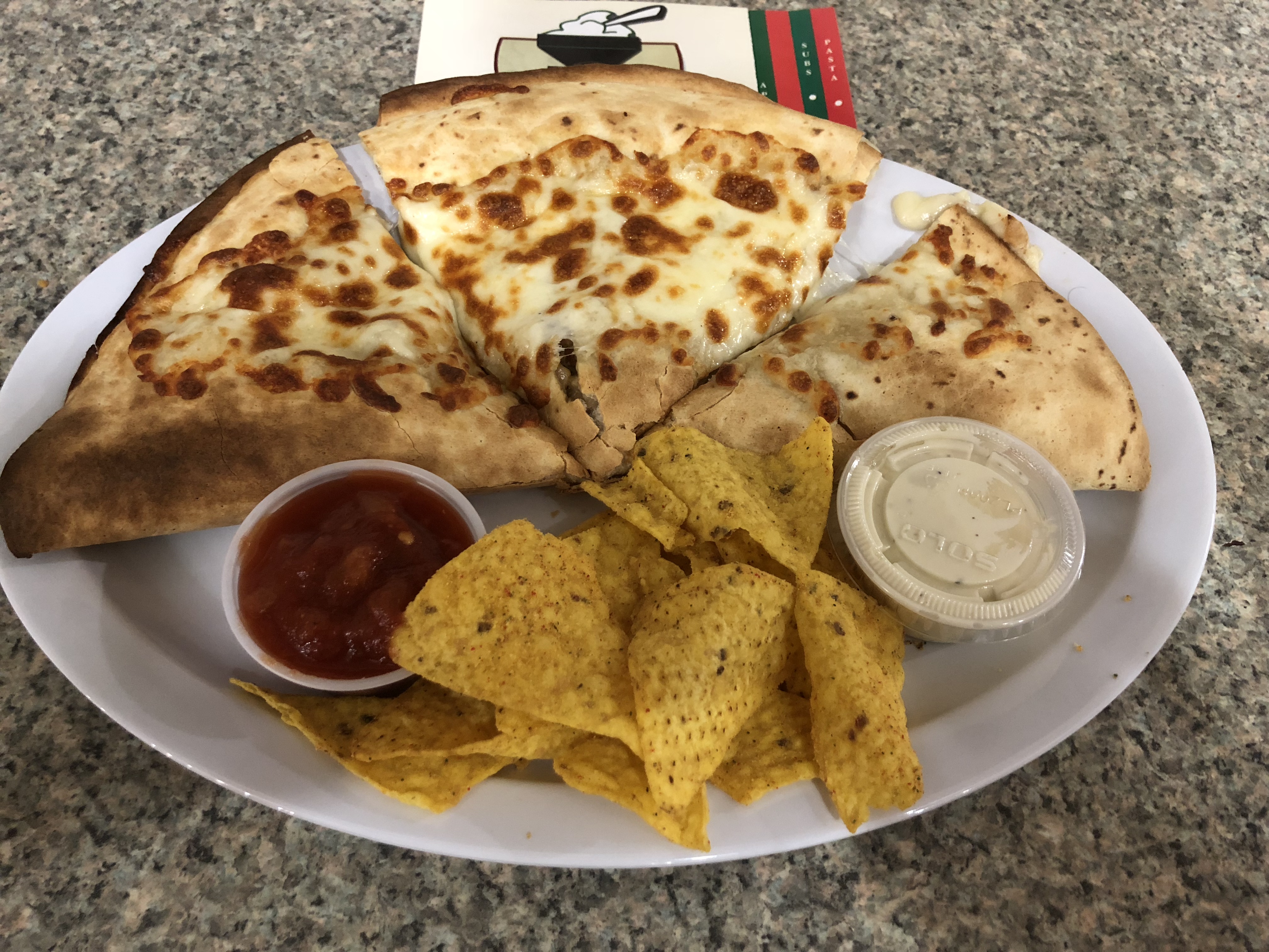 Order Chicken Quesadilla food online from Andalus Pizza & Cafe store, Brighton on bringmethat.com