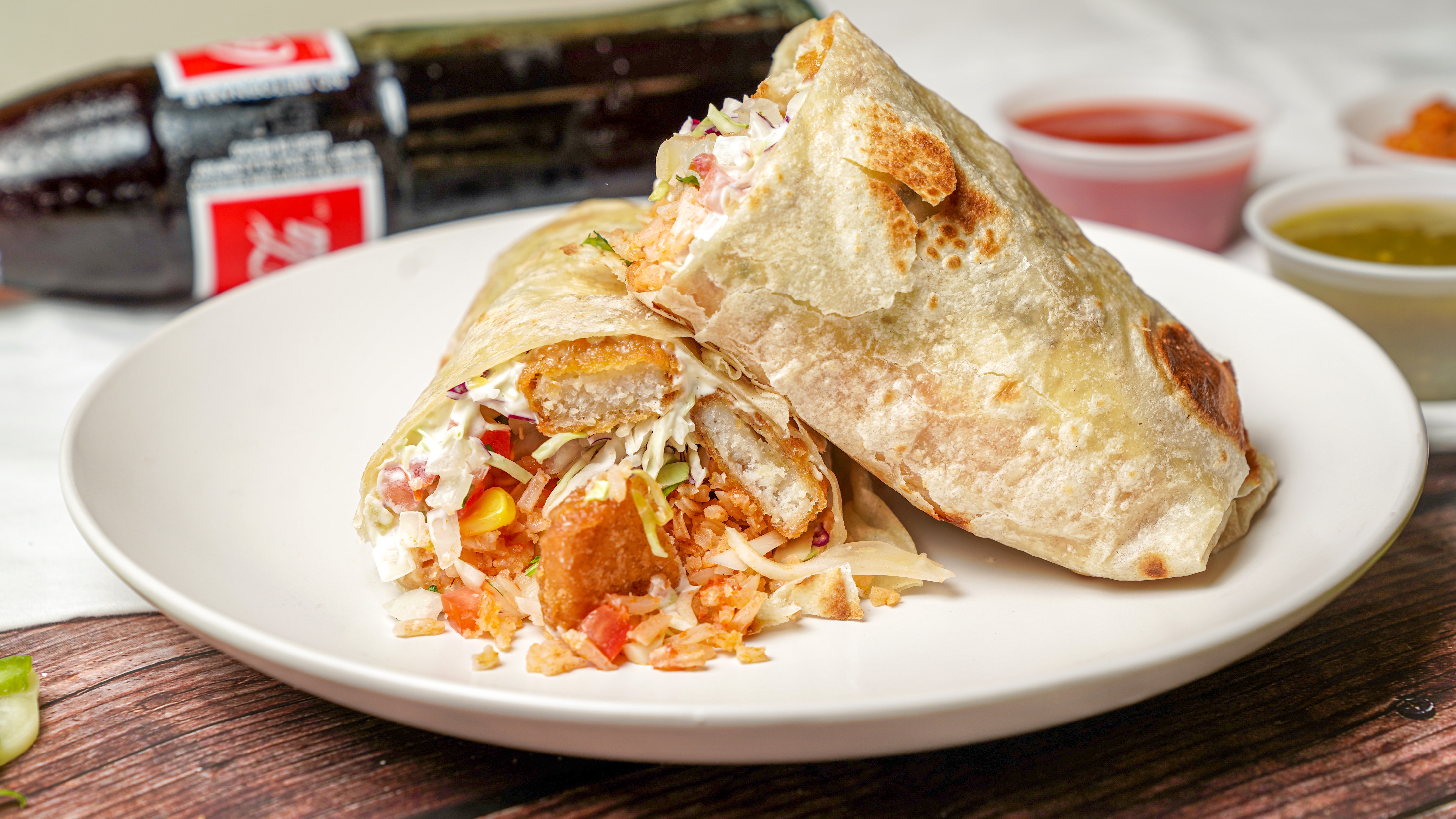 Order Fish Burrito food online from Albertaco Mexican Food store, San Marcos on bringmethat.com