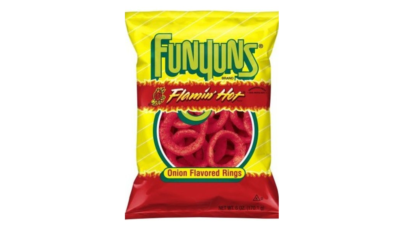 Order Funyuns Onion Flavored Rings Flamin' Hot Flavored 2.125 Oz food online from Oceanview Liquor store, Hermosa Beach on bringmethat.com