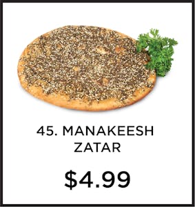 Order 45. Manakeesh Zatar food online from Mystic Grill store, La Mesa on bringmethat.com