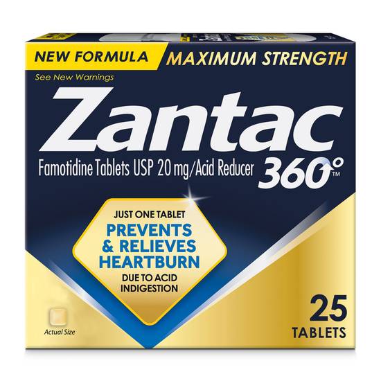 Order Zantac 360 Maximum Strength Famotidine Tablets 20 mg (25 ct) food online from Rite Aid store, Bryan on bringmethat.com