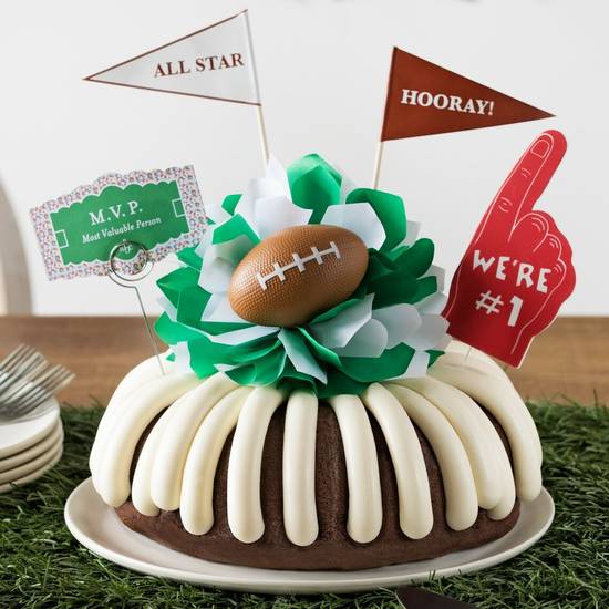 Order MVP – Football 8” Decorated Bundt Cake food online from Nothing Bundt Cakes store, Chula Vista on bringmethat.com