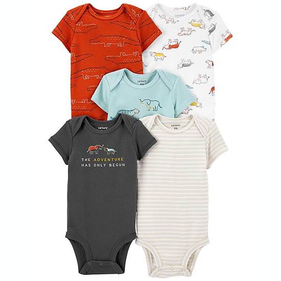 Order carter's® Preemie 5-Pack Wild Animals Short Sleeve Bodysuits in White food online from Bed Bath & Beyond store, Lancaster on bringmethat.com