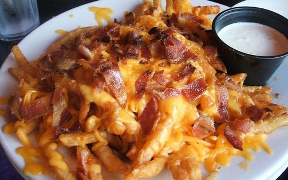 Order Bacon Cheese Fries - Appetizer food online from Three Brothers Italian Restaurant store, Prince Frederick on bringmethat.com