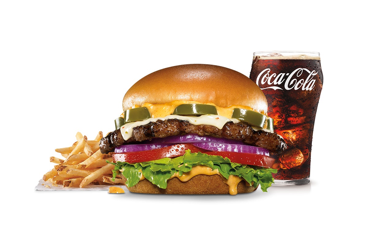 Order Jalapeño Angus Burger Combo food online from Carl's Jr. store, Tucson on bringmethat.com