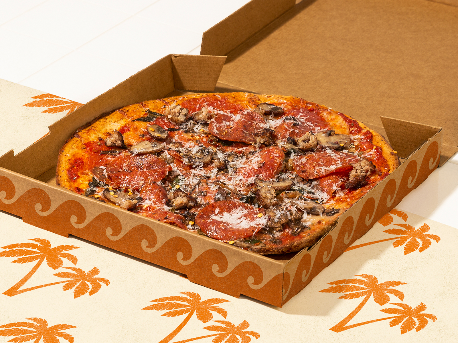 Order Gluten Free Sausage ＆ Mushroom Pizza food online from Groovy Island Pizza Co. store, Fullerton on bringmethat.com
