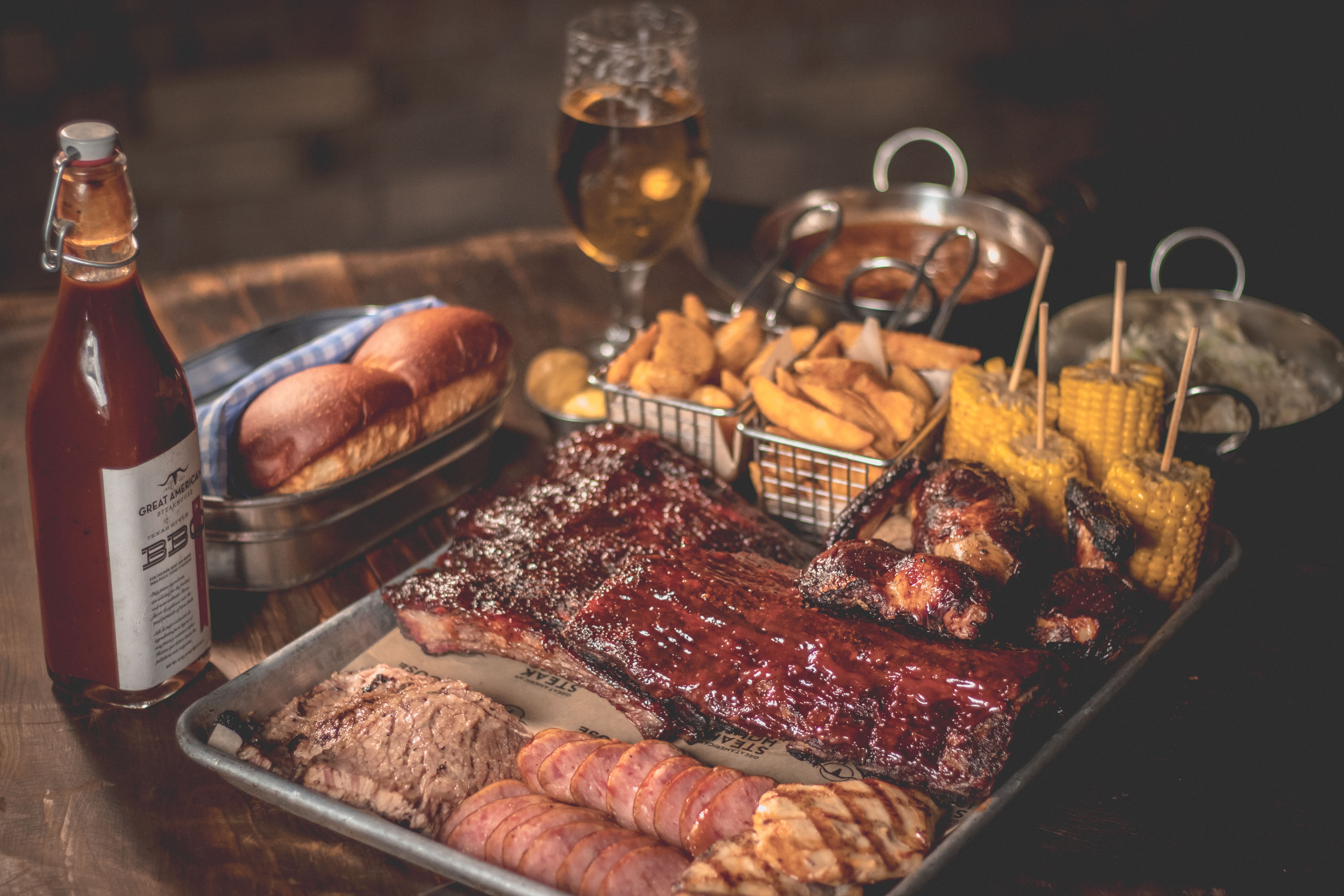 Order Personal BBQ Tray food online from Great American Steakhouse store, El Paso on bringmethat.com
