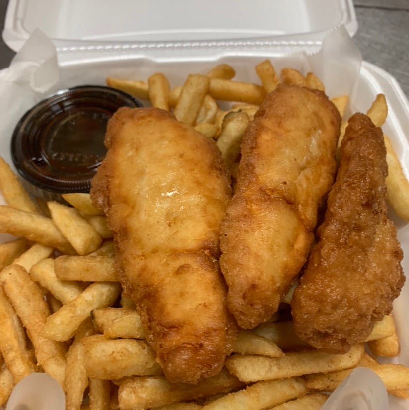 Order Kid's Chicken Fingers with French Fries - 3 Pieces food online from Lorenzo's Pizza store, Fountain Hill on bringmethat.com