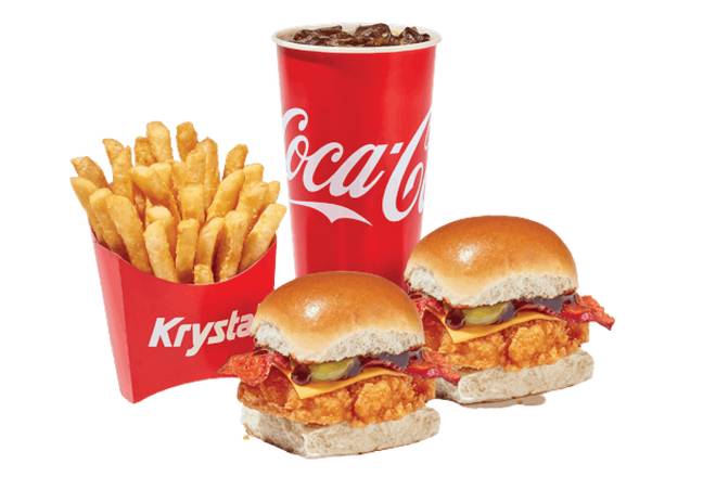 Order PIMENTO CHEESE OR BBQ BACON & CHEESE CHIK® COMBO food online from Krystal store, Madisonville on bringmethat.com