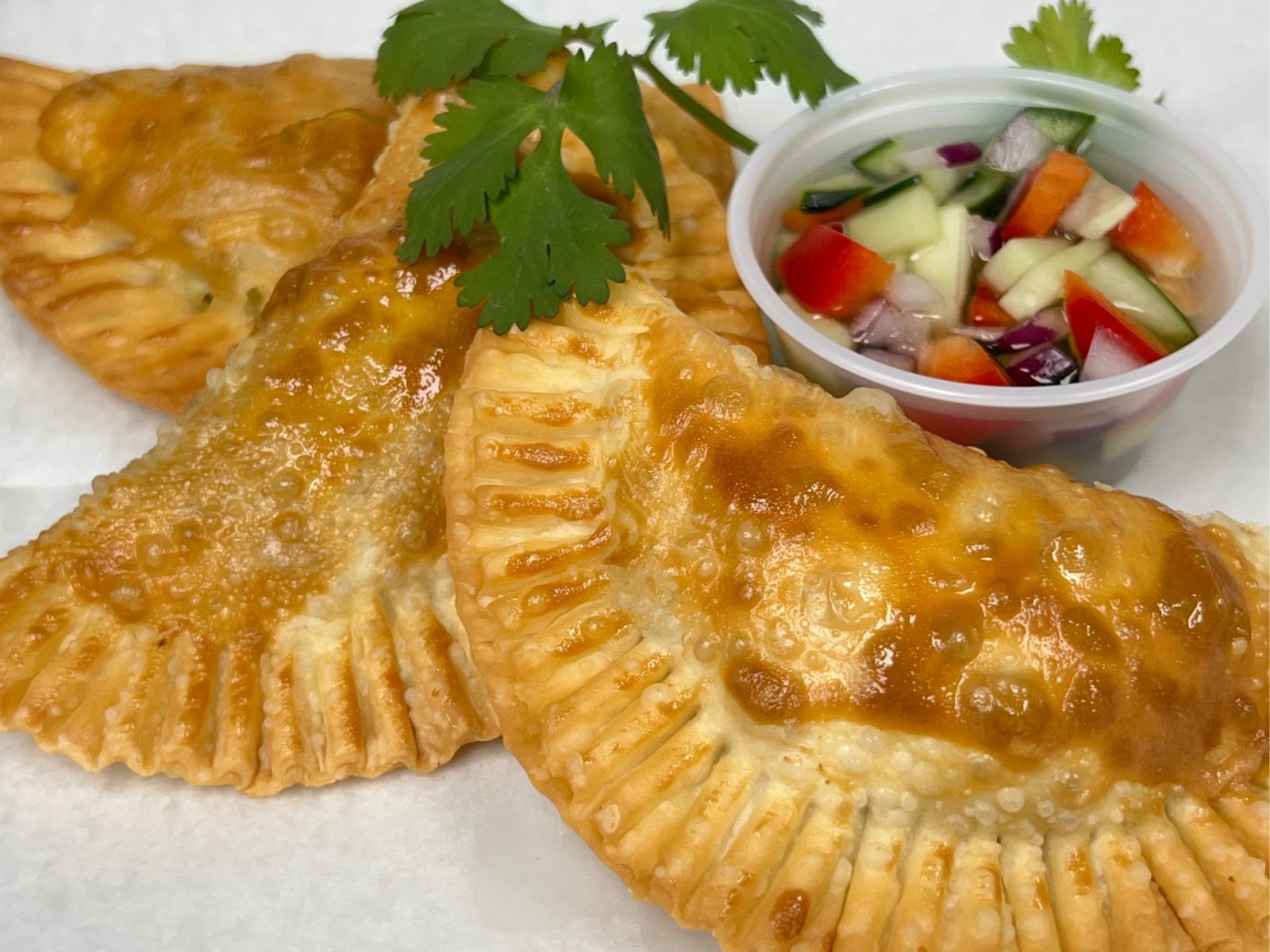 Order VEGAN CHICKEN CURRY PUFF food online from Pinto Urban Thai Diner store, Richardson on bringmethat.com