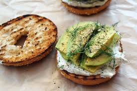 Order Open Face Avocado Cream Cheese Bagel food online from Donut Star store, Irvine on bringmethat.com