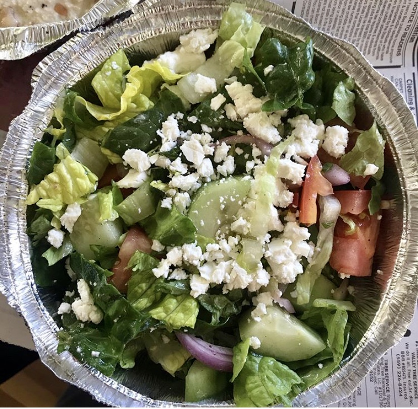 Order Greek Salad food online from The Shawarma Corner At Papaya Fresh store, Fresno on bringmethat.com