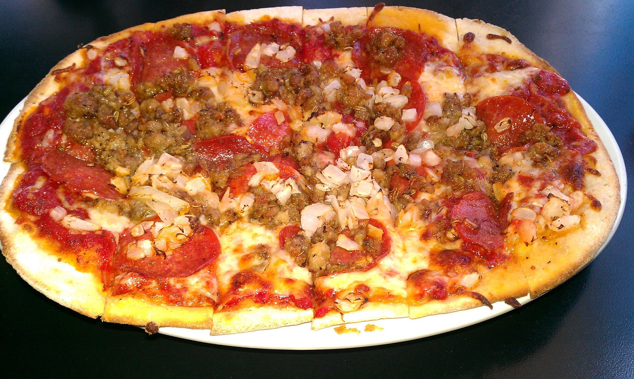 Order Meat Lover's Pizza - Small 8" (6 Slices) food online from Pasquale Pizza & Pasta store, Indianapolis on bringmethat.com