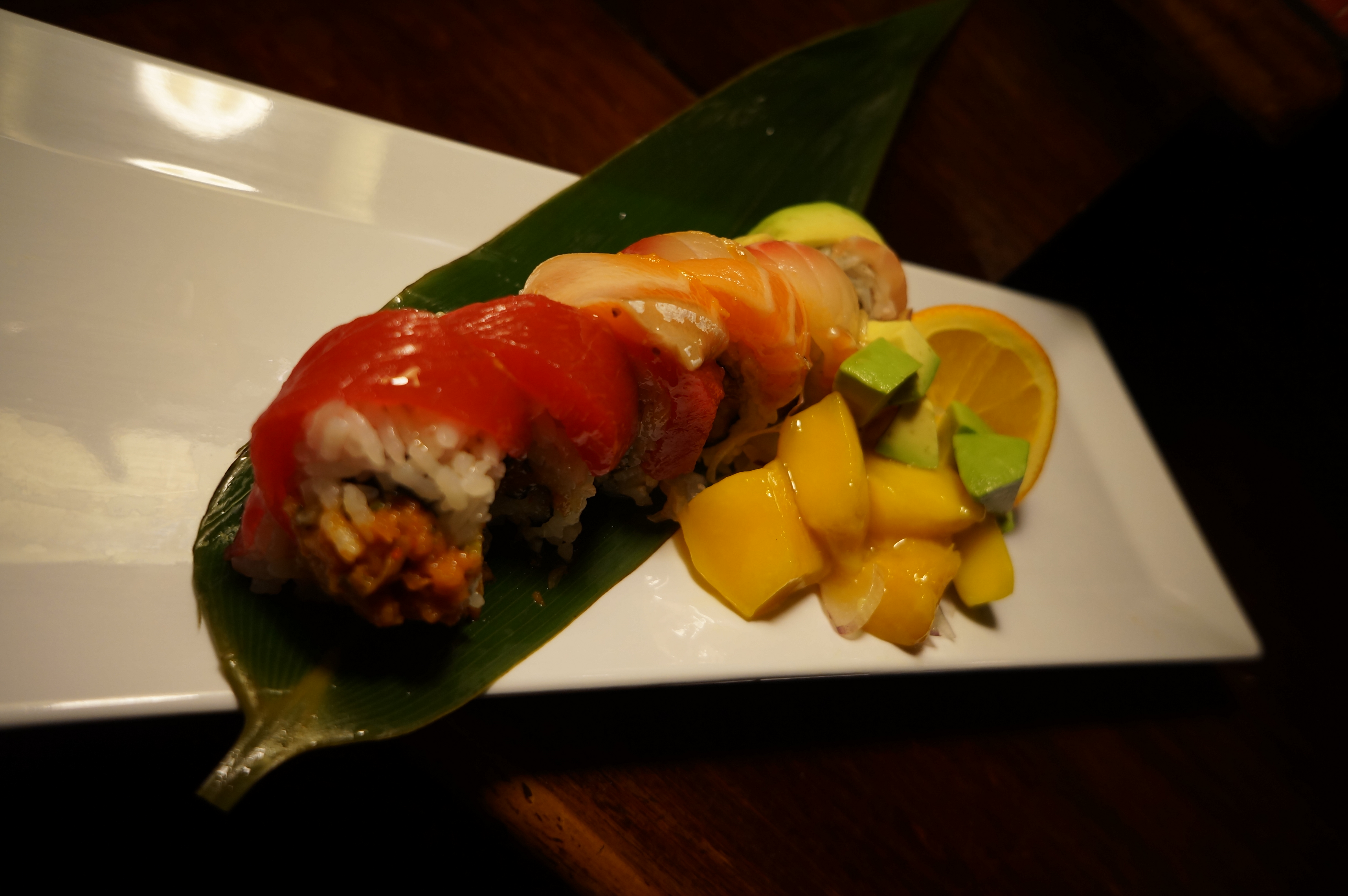 Order Tropical Rainbow Roll food online from Tomo Sushi store, Laguna Woods on bringmethat.com