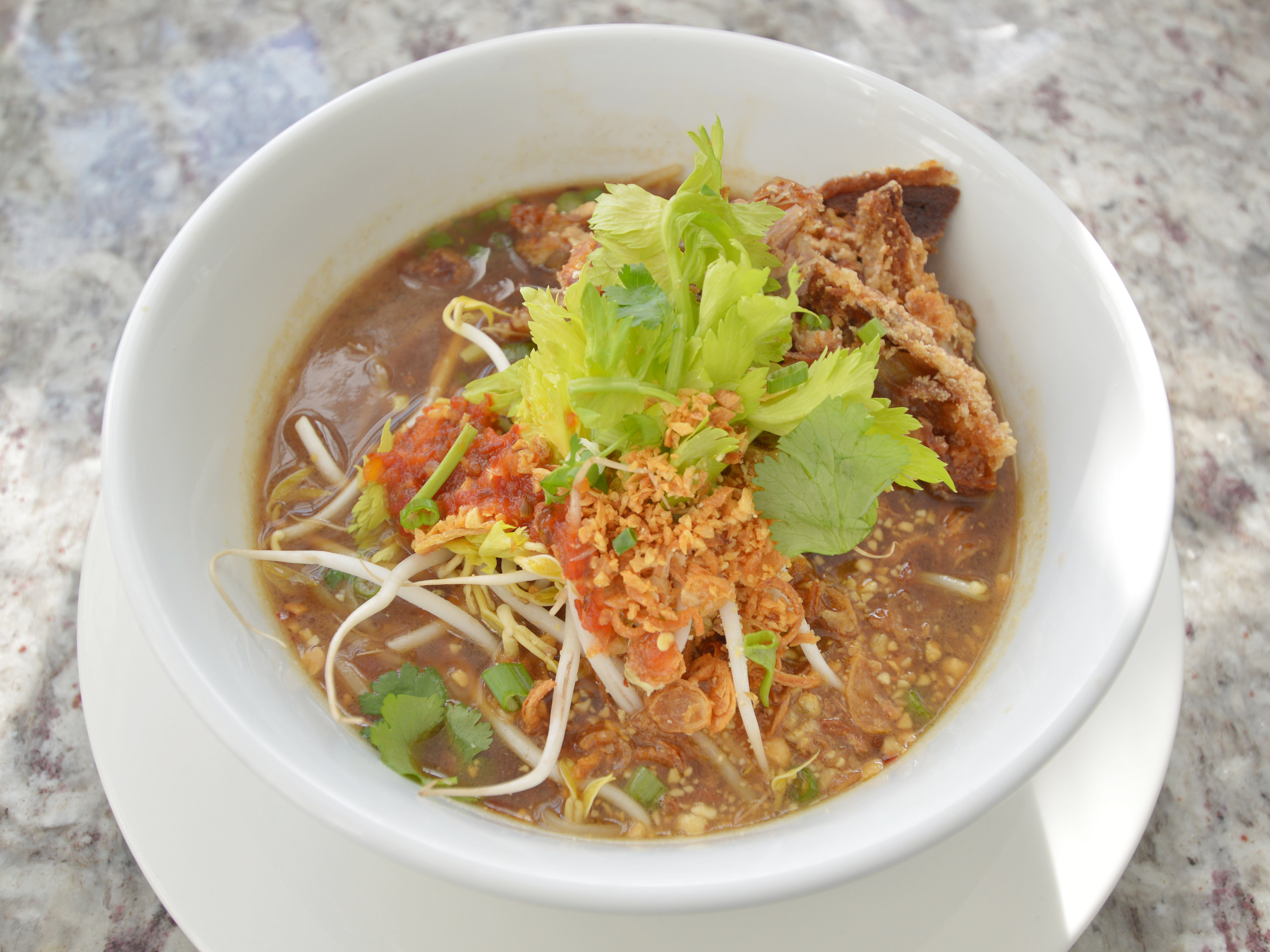 Order Crispy Duck Noodle Soup food online from Silk Thai store, Charlotteville on bringmethat.com