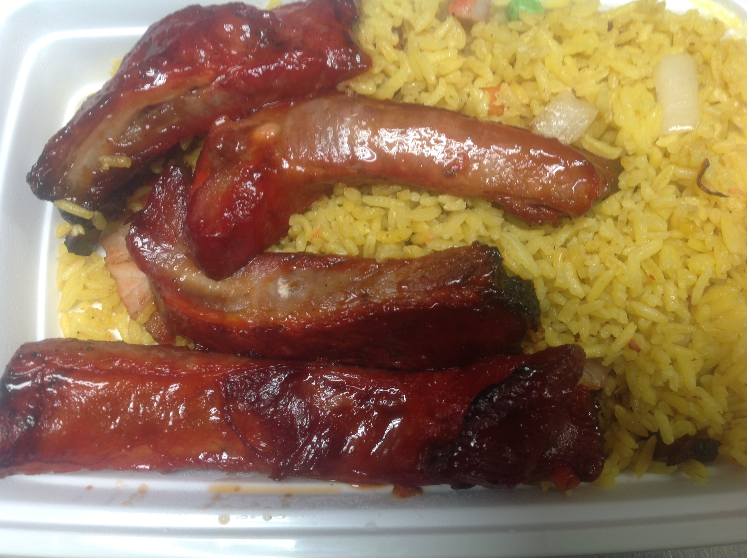 Order C12. BBQ Spare Ribs Combo Platter food online from Woodside Kitchen store, Elmhurst on bringmethat.com