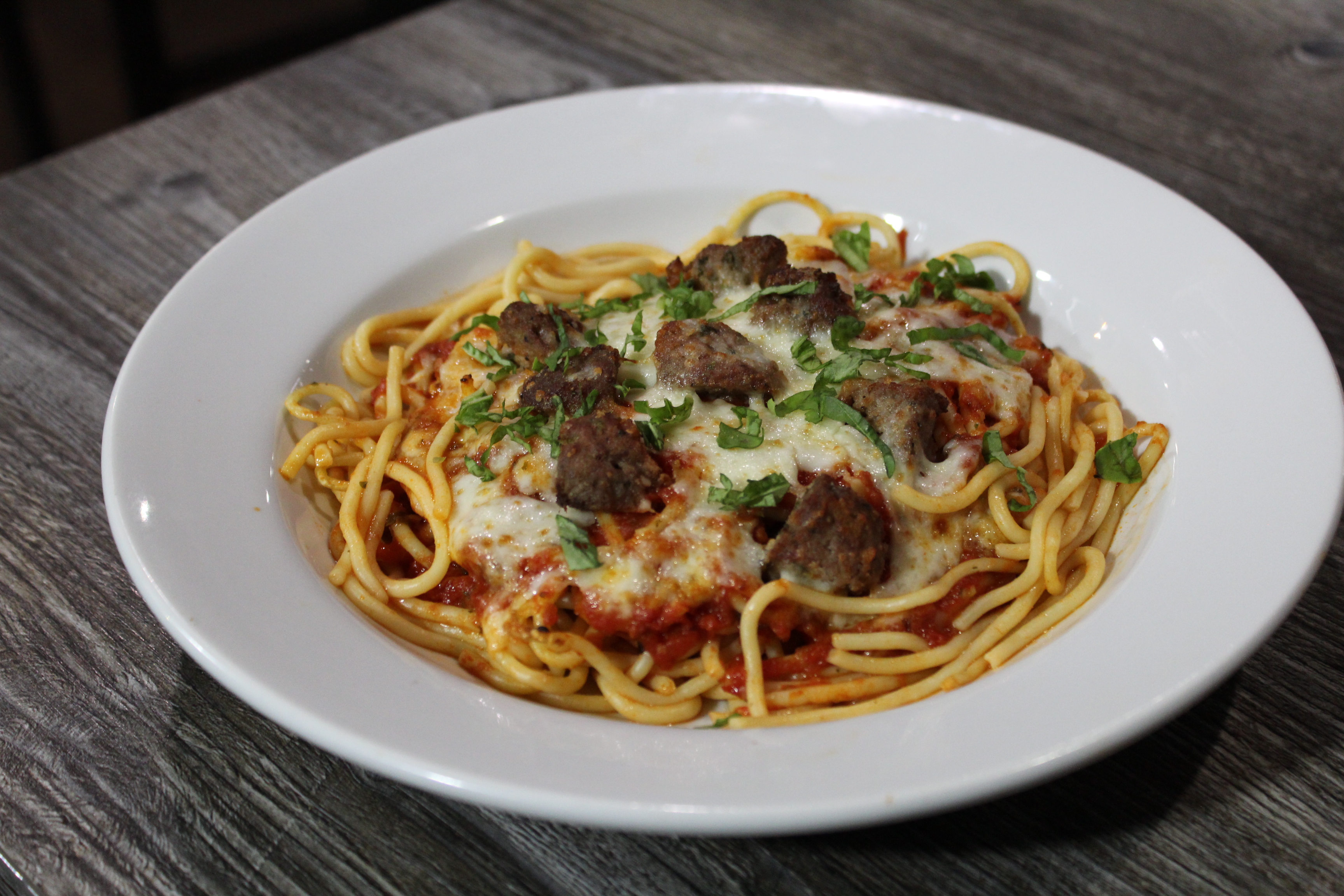 Order Spaghetti and Meatballs food online from Canadian Pizza store, Long Beach on bringmethat.com