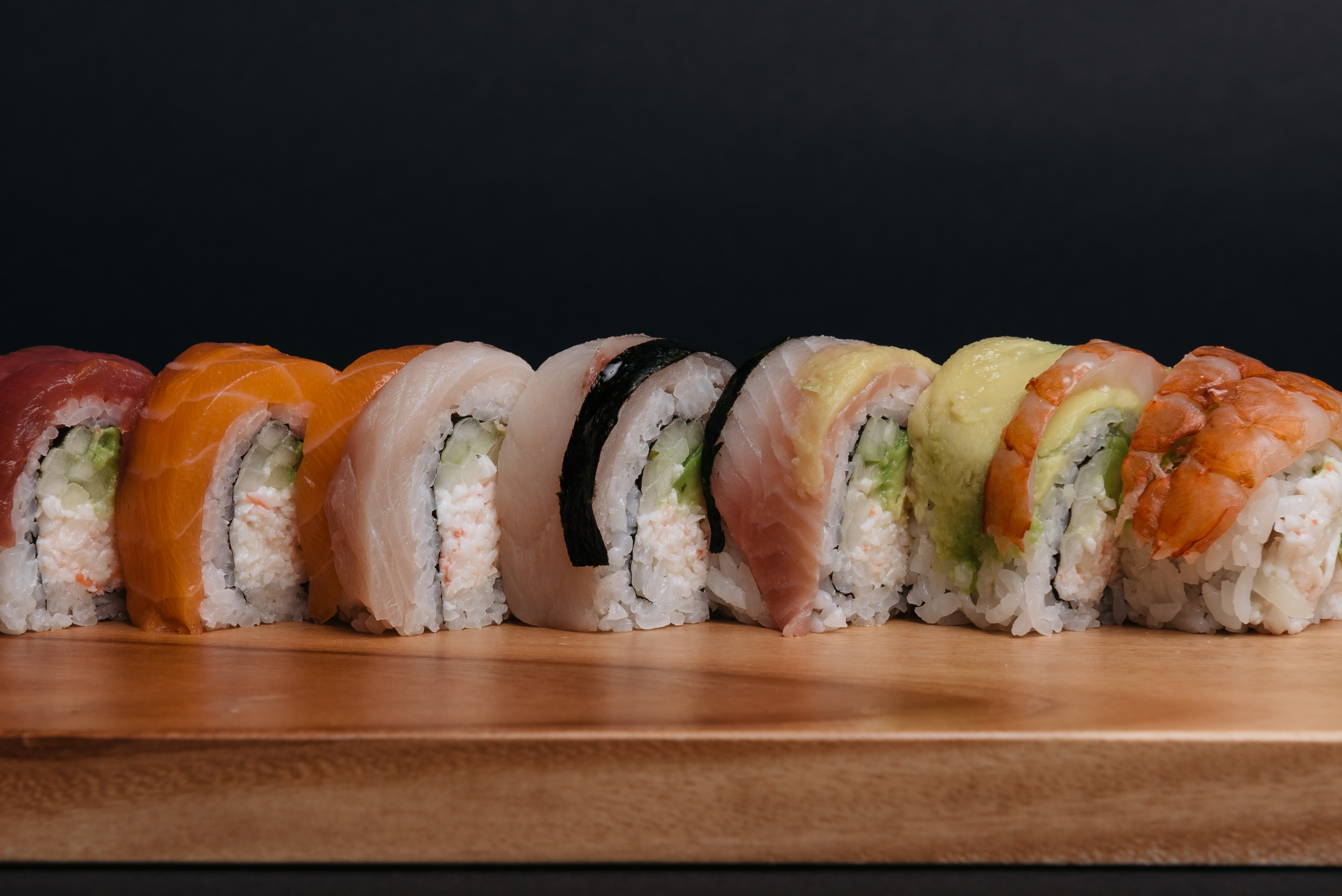 Order Rainbow Roll food online from Oji Sushi And Sake Bar store, Pasadena on bringmethat.com