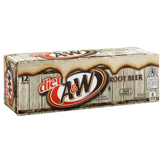 Order A & W Diet Root Beer Cans 12 fl oz (12 oz x 12 ct) food online from Rite Aid store, Escondido on bringmethat.com