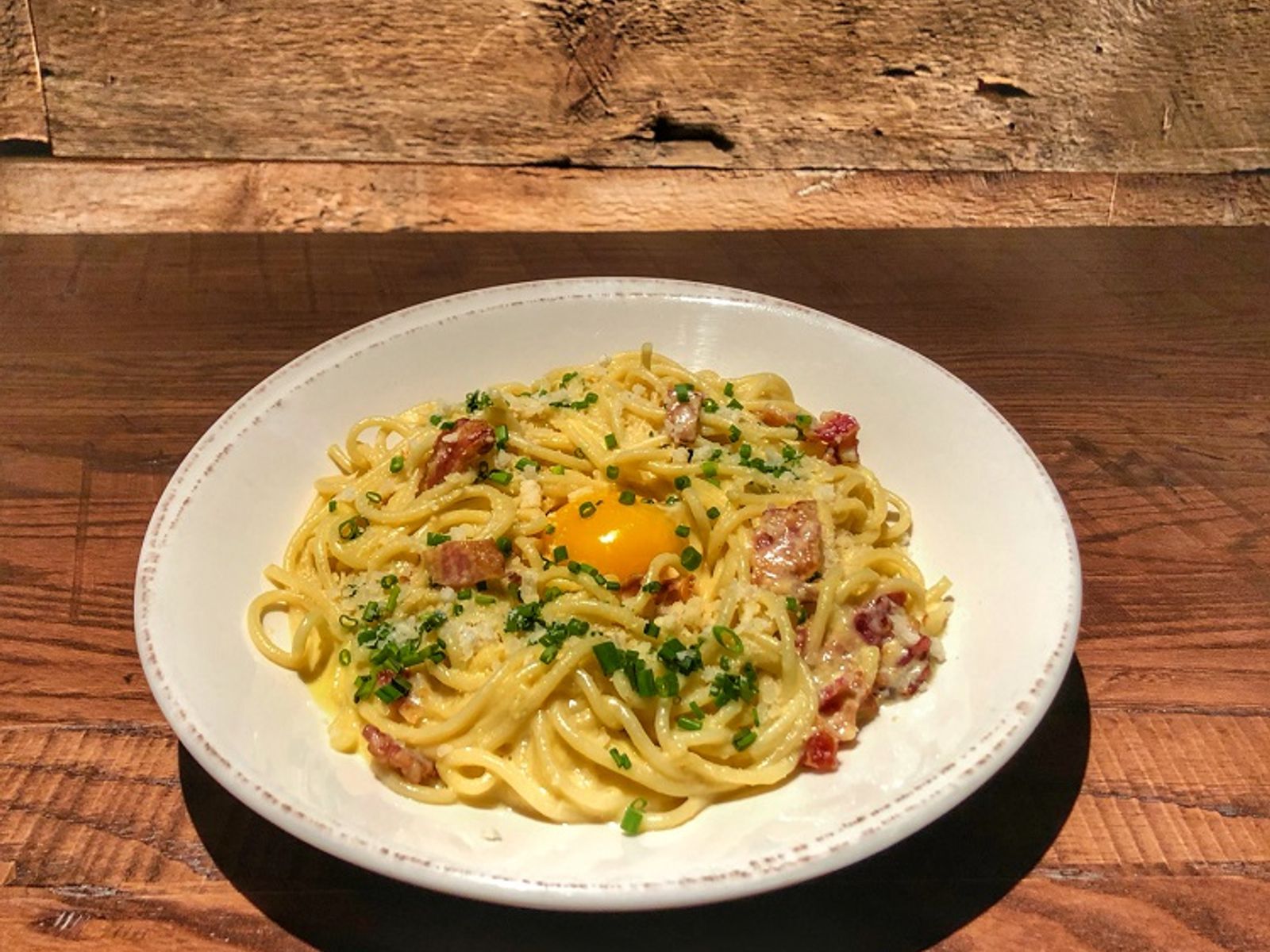Order Carbonara Pasta food online from Angelo's Wine Bar store, Chicago on bringmethat.com