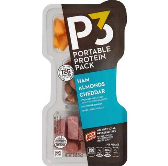 Order P3 Portable Protein Snack - Ham, Cheddar, Almonds food online from IV Deli Mart store, Goleta on bringmethat.com