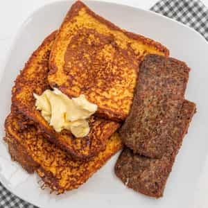 Order FRENCH TOAST (3), Butter, Syrup, Powdered Sugar food online from Steak In A Sack store, Fort Washington on bringmethat.com