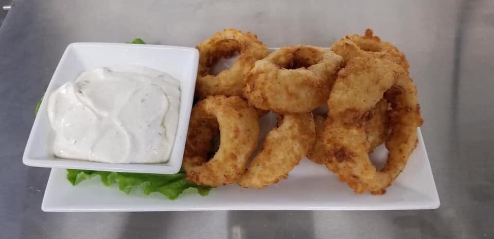 Order Hand-Breaded Onion Rings food online from Emprize Brew Mill store, Menasha on bringmethat.com