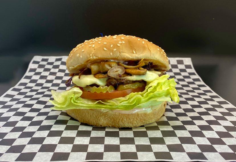 Order Mushroom Swiss Burger food online from The Workz store, Lancaster on bringmethat.com